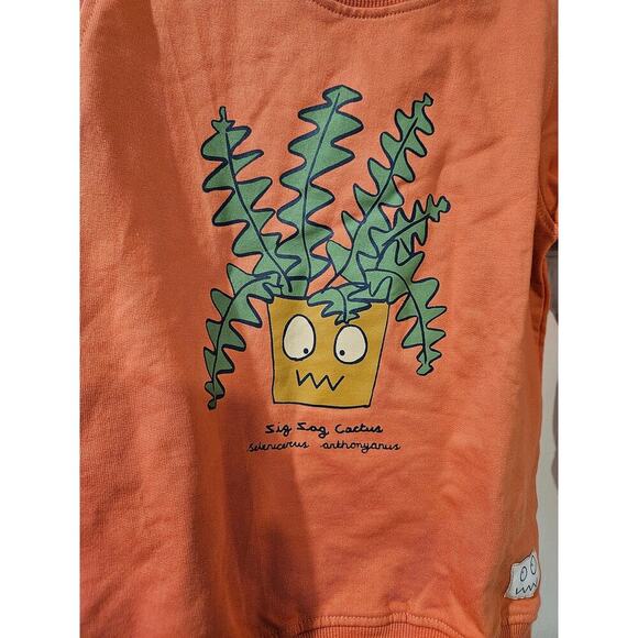 Indikidual Orange Zig Zag Cactus Long Sleeve Sweatshirt Size 2/3y‎ NWT - Picture 3 of 9